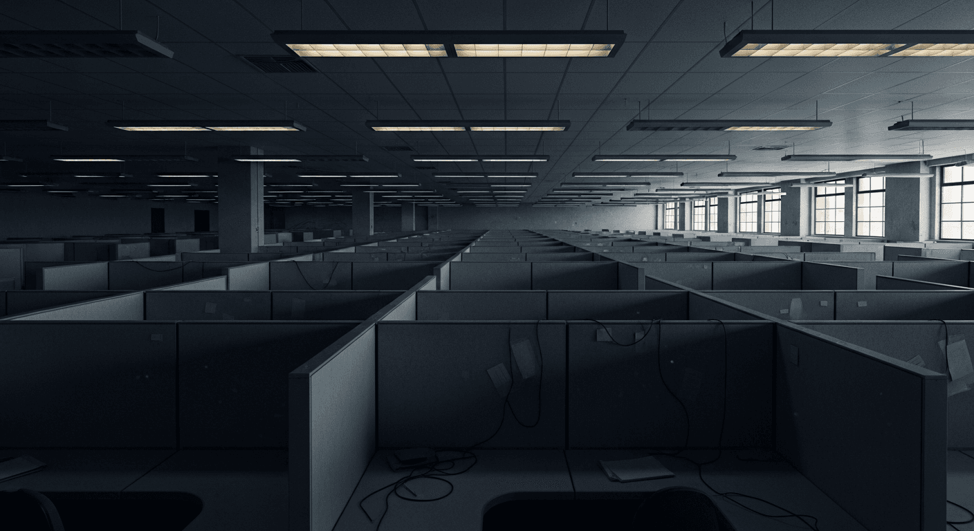 Empty office at dusk