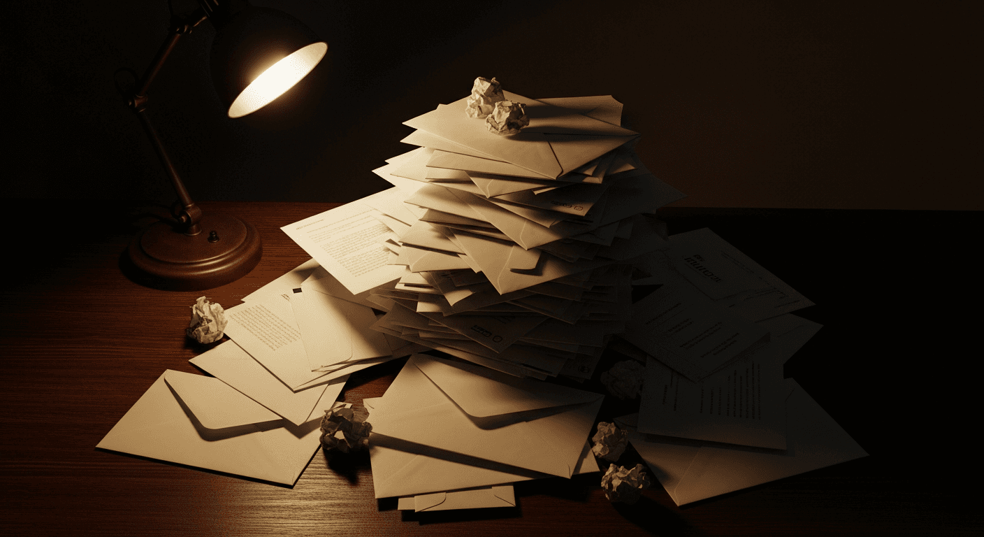 Pile of rejection letters
